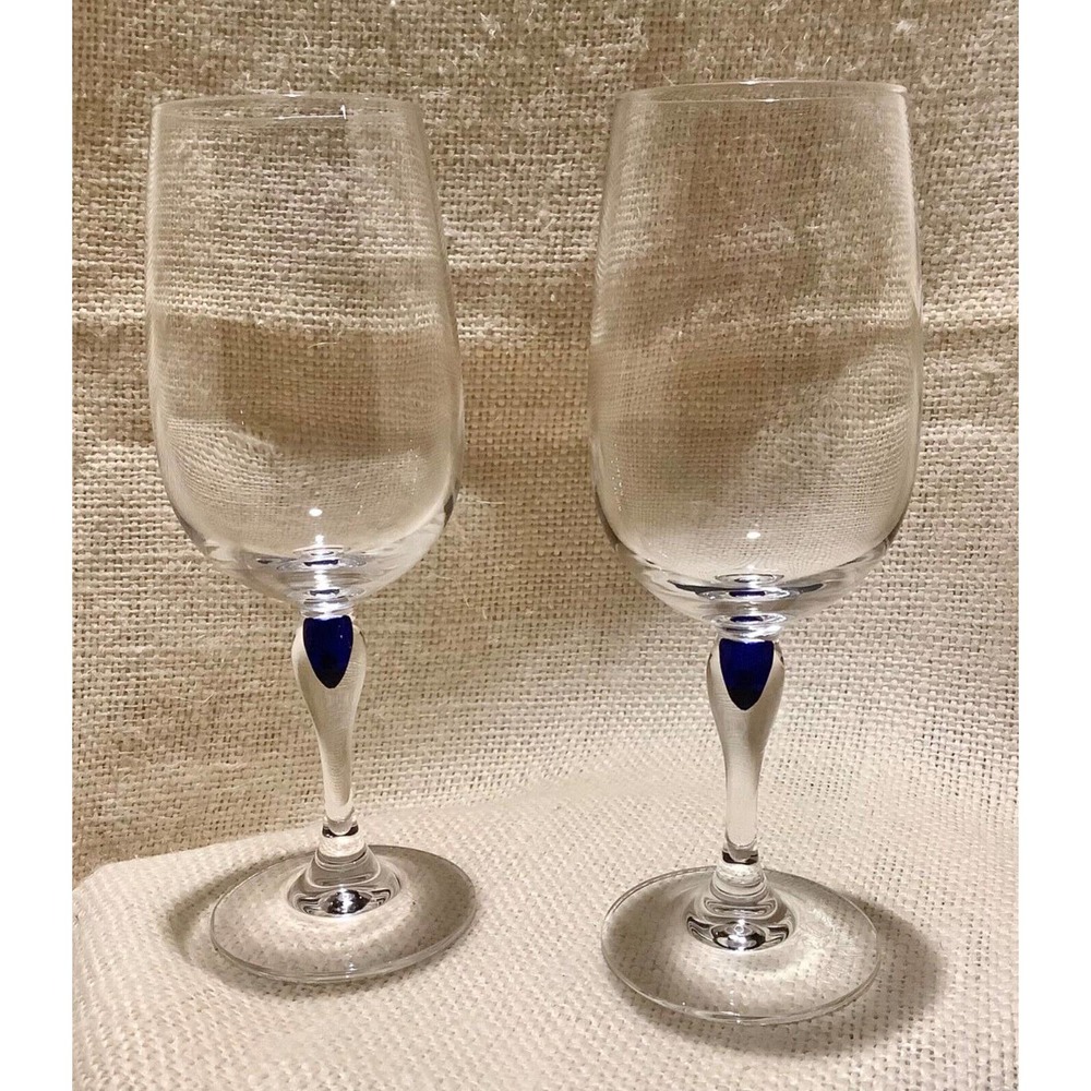 2 sapphire blue tear drop COURVOISIER cognac snifter glasses
